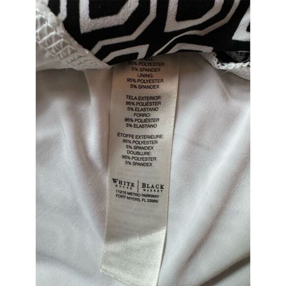 White House Black Market Sleeveless Faux Wrap Top Black Geometric Size S - Picture 9 of 9